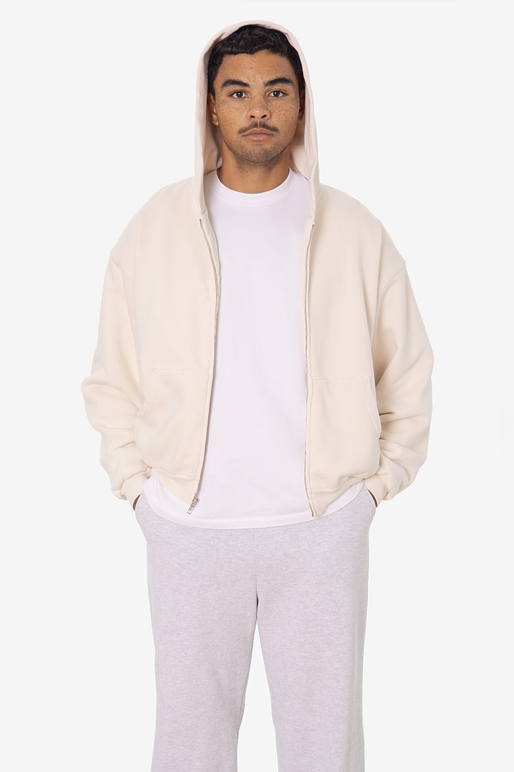 Thermal Lined Crop Zip Hoodie Creme